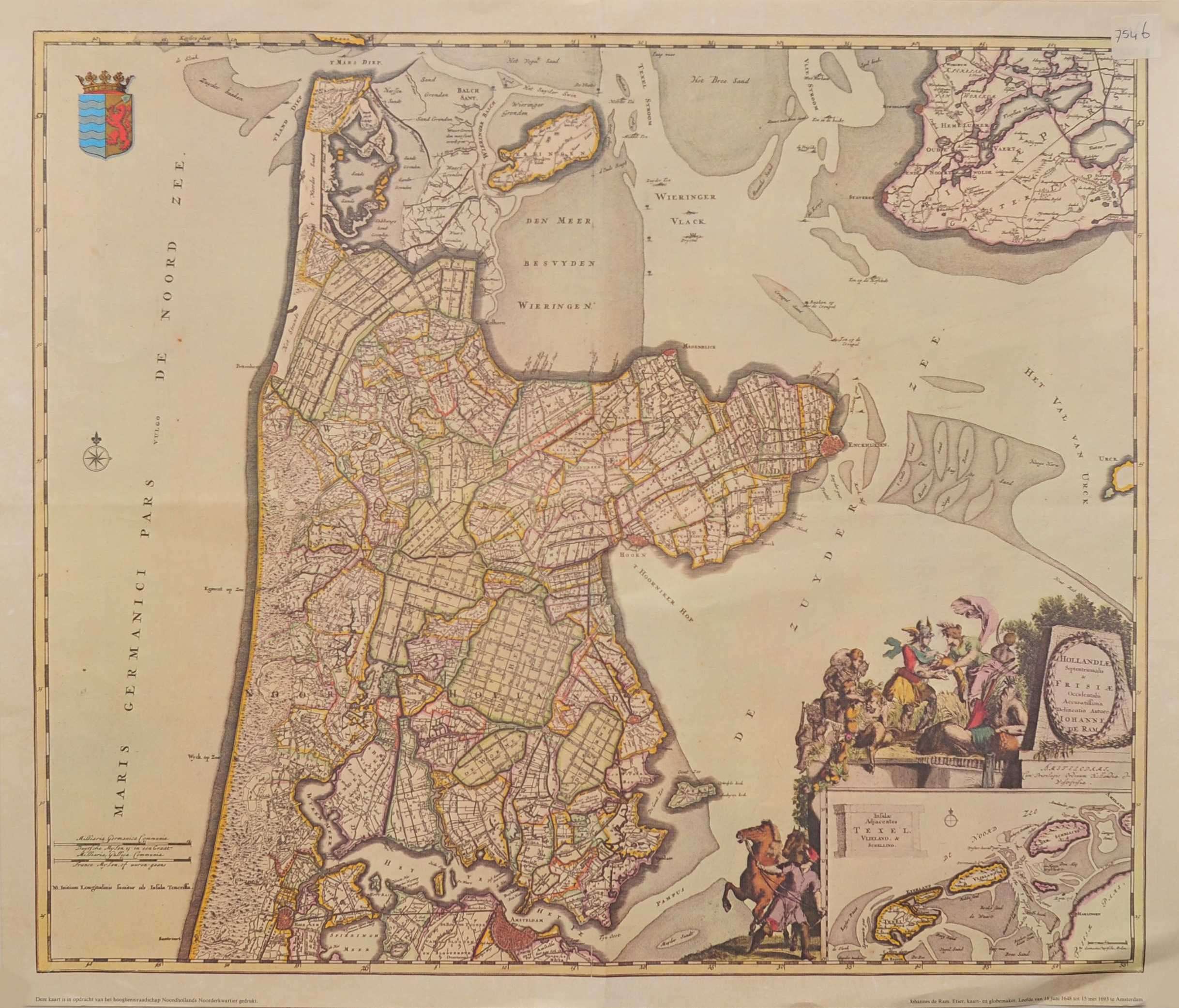 Kaart Wieringen in Zuiderzee, 1648-1693, Johannes Ram